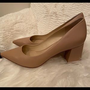 Marc Fisher Womens Nude Leather Block Heels Size 10